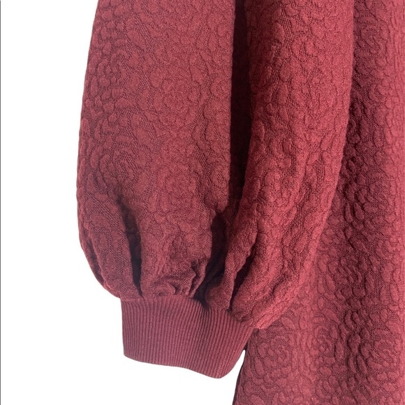 - NWT Anthropologie Red Wine Mare Mare Odila Texture Floral Knit Tunic Dress - Picture 8 of 11